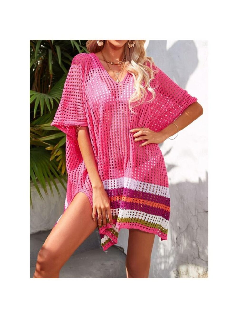Crochet V-Neck Cover-Up Dress